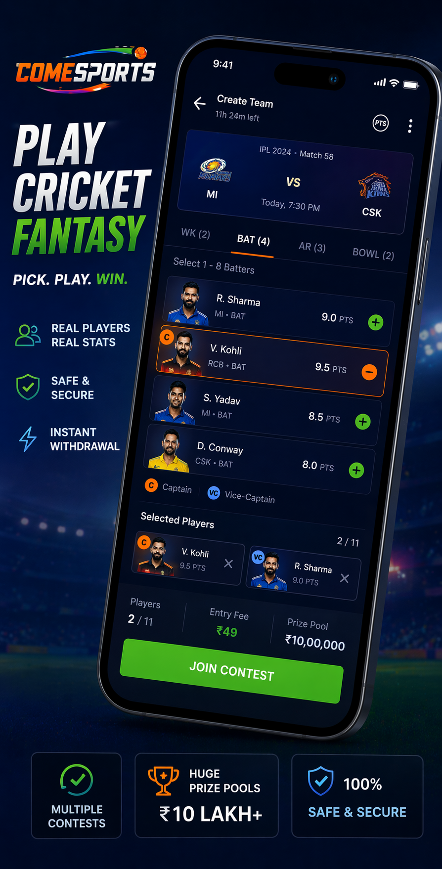 Fantasy India App cricket fantasy visual